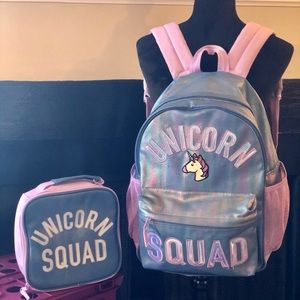 Unicorn Squad book bag and lunchbox set